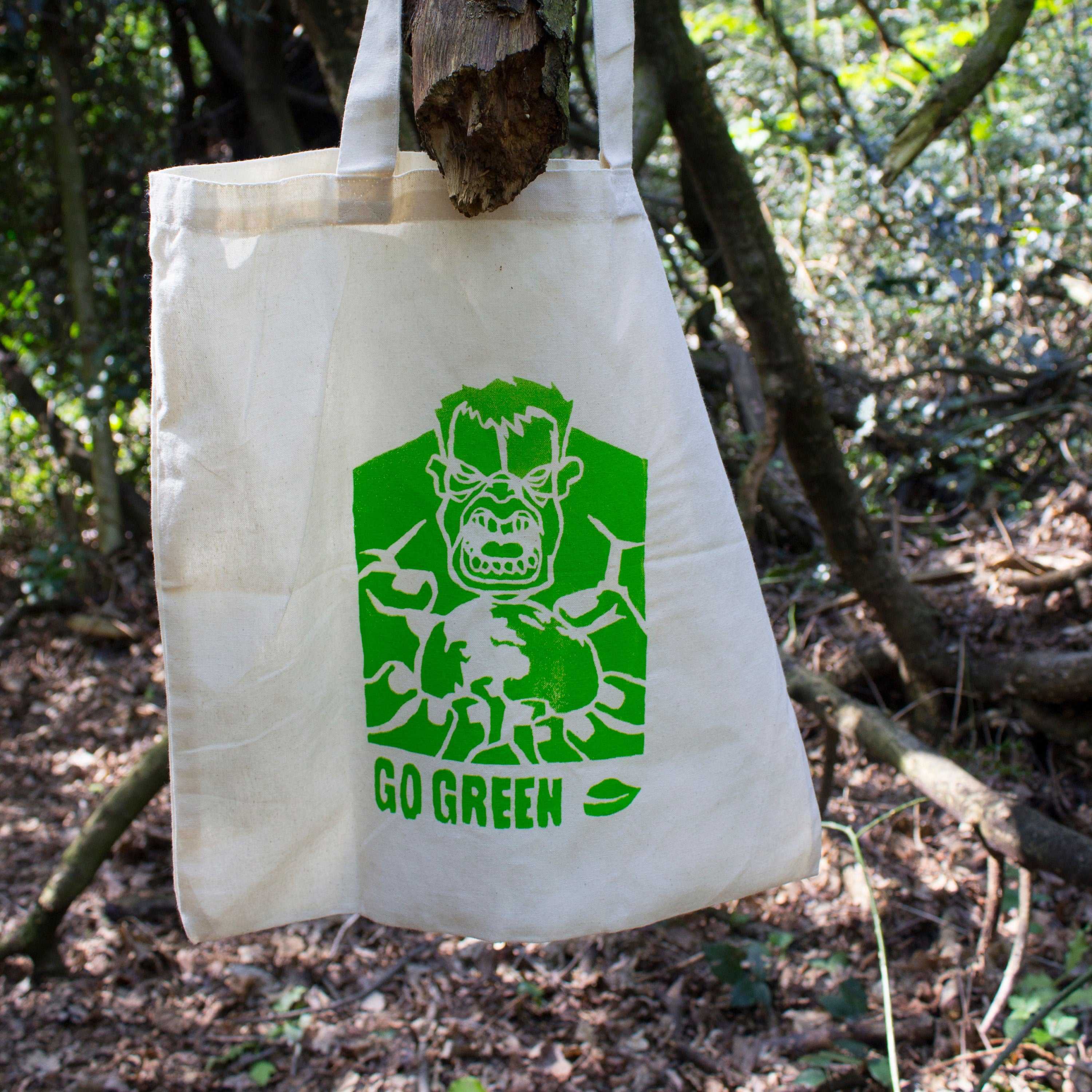 Go Green Hulk Screen printed Tote Bag – Geeky Little Monkey