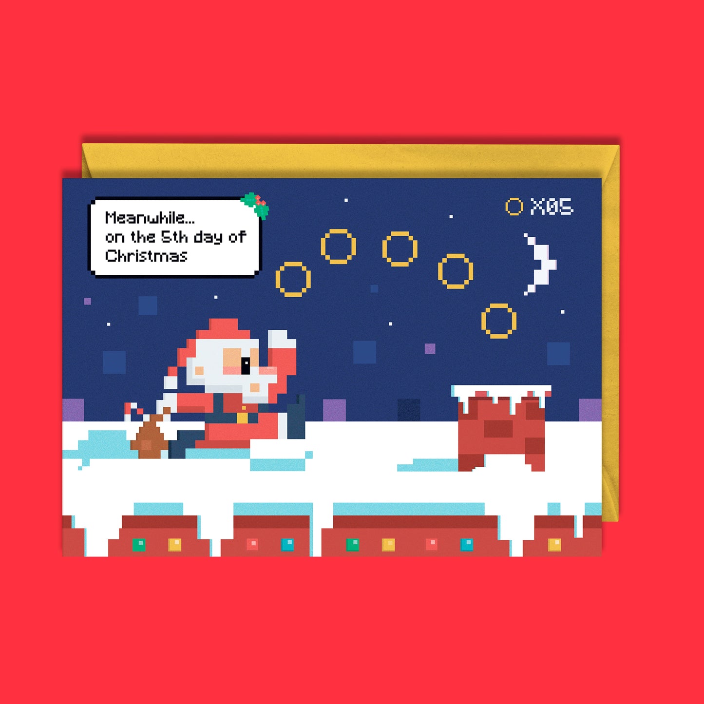 8 bit Santa Christmas Card-Geeky Little Monkey
