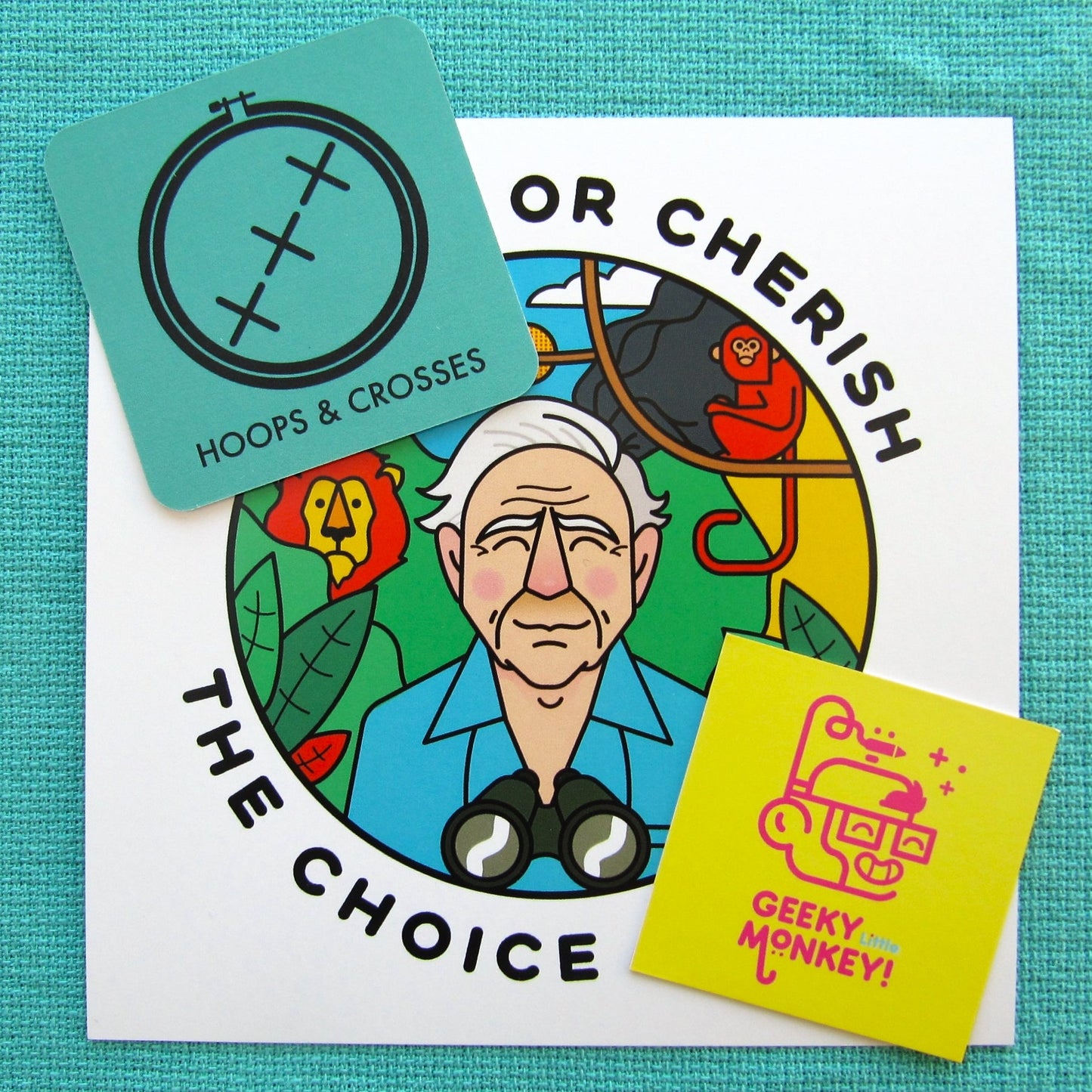 David Attenborough Cross Stitch Kit.-Geeky Little Monkey