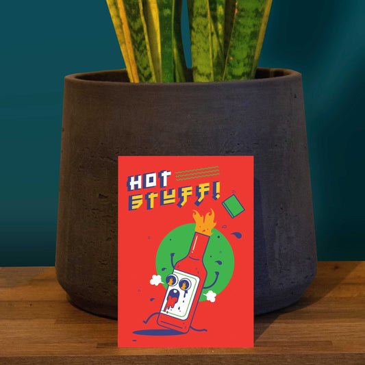 Hot Stuff! A6 Postcard-Geeky Little Monkey