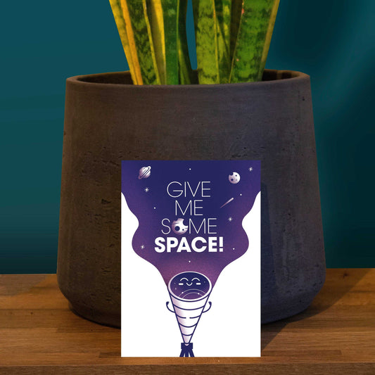 Give me some space! A6 Postcard-Geeky Little Monkey