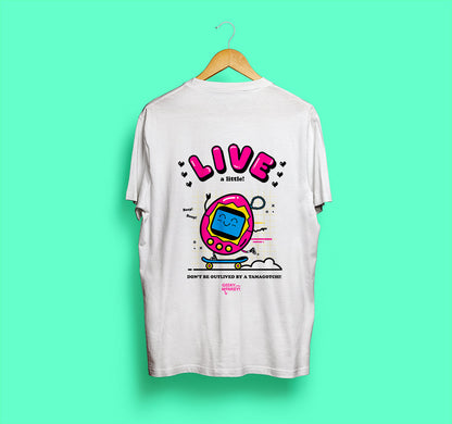 Live a Little! cute Tamagotchi white T-shirt 
